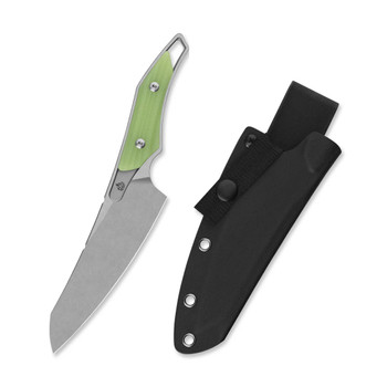 QSP T-Cook Fixed Blade Knife Glow in the Dark G10 Handle Nitro-V Wharncliffe Plain Edge Stonewash Finish QS172-B1