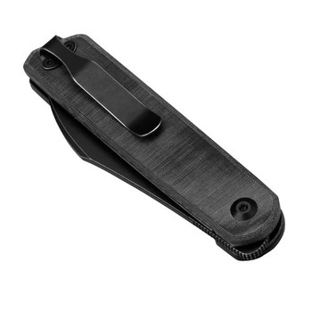 Kizer Klipper Folding Knife Black Micarta Handle 154CM Wharncliffe Plain Edge Black Stonewash Finish V3580C2