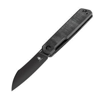 Kizer Klipper Folding Knife Black Micarta Handle 154CM Wharncliffe Plain Edge Black Stonewash Finish V3580C2