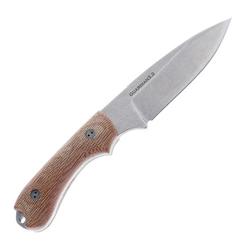 Bradford Knives Guardian3.2 Fixed Blade Knife Natural Micarta Handle M390 Stonewashed Finish Sabre Grind 3.2S-104-M390