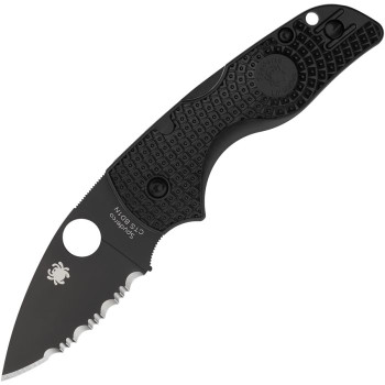 Spyderco Lil' Native Folding Knife Black FRN Handle CTS-BD1N Serrated Edge Black DLC Finish C230SBBK 