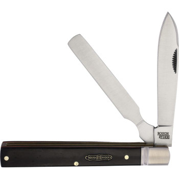 Rough Ryder Bearhead Doctor's Pakkaw Folding Knife Black Smooth Pakkawood Handle 440A Spear Point /Spatula Plain Edge Satin Finish RR2561