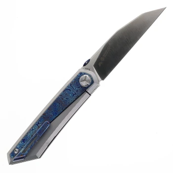 TwoSun TS139 Folding Knife Titanium/Timascus Handle 3.5" Satin S90V