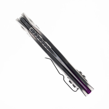 Microtech Marfione Folding Knife Smooth Stonewash Titanium Handle M390 Spear Point Plain Edge Stonewash Finish 169RL-10MS3