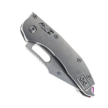 Microtech Marfione Folding Knife Smooth Stonewash Titanium Handle M390 Spear Point Plain Edge Stonewash Finish 169RL-10MS3