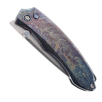 Remette Wild Species Folding Knife Black/Blue Titanium Handle M390 Plain Edge WD108-N3
