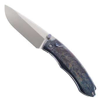 Remette Wild Species Folding Knife Black/Blue Titanium Handle M390 Plain Edge WD108-N3