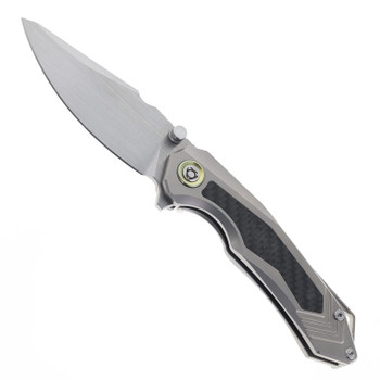 SixLeaf Folding Knife Titanium/Carbon Fiber Handle 14C28N Plain Edge SL-100-CF