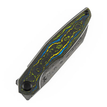 Kansept Halide Folding Knife Gecko Camo Carbon Handle Damascus Plain Edge K1136A2