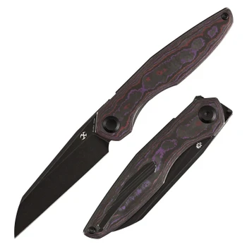 Kansept Halide Folding Knife Purple Haze Fatcarbon Handle S35VN Plain Edge Blackwash Finish K1136A3