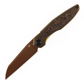 Kansept Halide Folding Knife Copper Carbon Fiber Handle S35VN Plain Edge Rose Gold Finish K1136A5