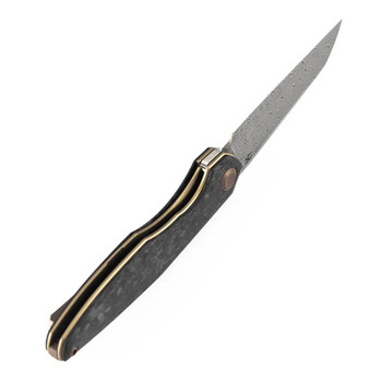Kansept Halide Folding Knife Black Shred Carbon Fiber Handle Damascus Plain Edge K1136A6