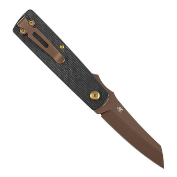 Tenable Higonokami Folding Knife Black Micarta Handle D2 Reverse Tanto Plain Edge Rose Gold Finish B2135A2
