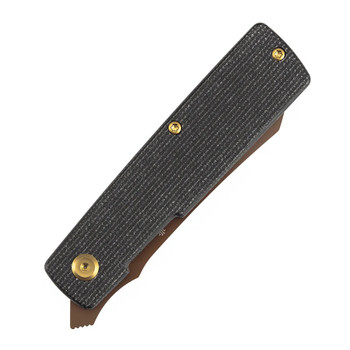 Tenable Higonokami Folding Knife Black Micarta Handle D2 Reverse Tanto Plain Edge Rose Gold Finish B2135A2