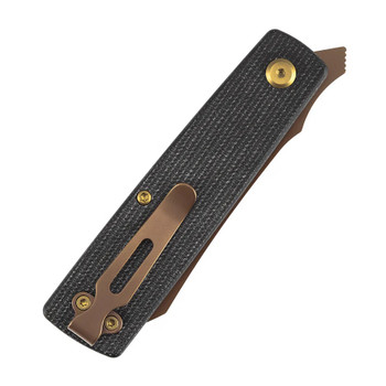 Tenable Higonokami Folding Knife Black Micarta Handle D2 Reverse Tanto Plain Edge Rose Gold Finish B2135A2