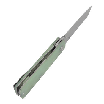 Tenable Higonokami Folding Knife Jade G10 Handle D2 Reverse Tanto Plain Edge Stonewash Finish B2135A4