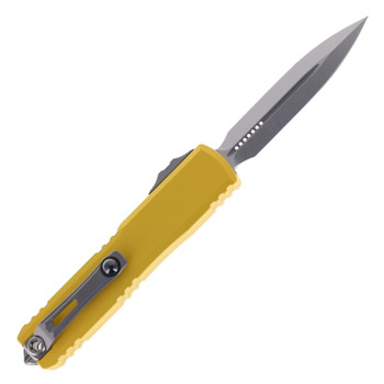 Microtech Ultratech Gen IV Automatic Folding Knife Yellow Handle Aluminum Handle Stonewashed D/E Blade 11224-10YW