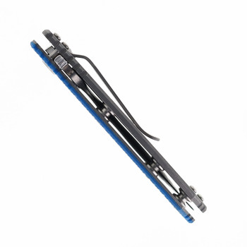 Hinderer Knives XM-18 3.0" Folding Knife Bowie Blade Blue G10 Handle Working Finish Titanium & Stonewashed 20CV Blade