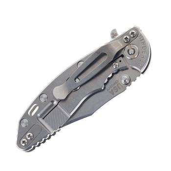 Hinderer Knives XM-18 3.0" Folding Knife Bowie Blade Translucent Green G10 Handle Stonewashed Titanium & 20CV Blade