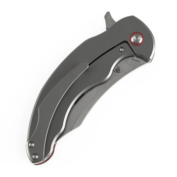 Kansept Gilgamesh Folding Knife Mars Valley FatCarbon Fiber/Titanium Handle S35VN Trailing Point Plain Edge Stonewash Finish K1128A2