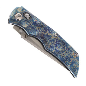 Kansept SIF Folding Knife Lightning Strike Titanium Handle S35VN Drop Point Plain Edge Satin Finish K1100V2