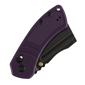 Kansept Korvid V Folding Knife Purple G10 Handle D2 Cleaver Plain Edge Blackwash Finish TE2020V3