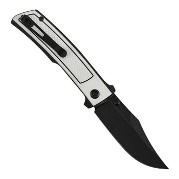 Tenable Bison Folding Knife Black/White G10 Handle Nitro-V Clip Point Plain Edge Blackwash Finish B2108A1