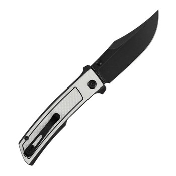 Tenable Bison Folding Knife Black/White G10 Handle Nitro-V Clip Point Plain Edge Blackwash Finish B2108A1