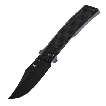 Tenable Bison Folding Knife Black/Gray G10 Handle Nitro-V Clip Point Plain Edge Blackwash Finish B2108A2