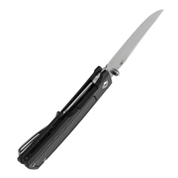 Tenable Bison Folding Knife Black Twill Carbon Fiber/G10 Handle Nitro-V Clip Point Plain Edge Stonewash Finish B2108A4