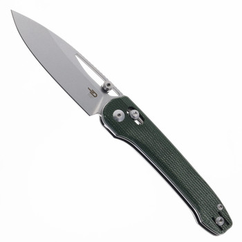 Bestech Cobber Folding Knife Green Micarta Handle 14C28N Plain Edge Stonewash Finish BG68D