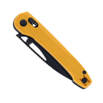 Bestech Cobber Folding Knife Yellow G10 Handle 14C28N Plain Edge Black PVD Finish BG68E