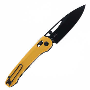 Bestech Cobber Folding Knife Yellow G10 Handle 14C28N Plain Edge Black PVD Finish BG68E