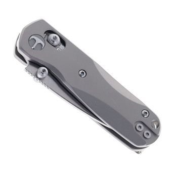 Bestechman Sprite Folding Knife Natural Bead Blast Titanium Handle M390 Plain Edge Stonewash/Satin Finish BMK21A