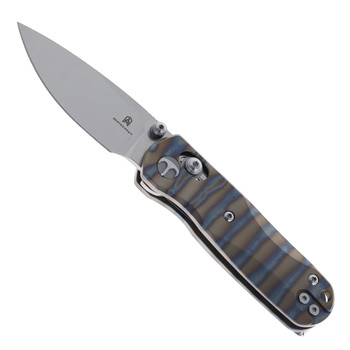 Bestechman Sprite Folding Knife Flamed Titanium Handle M390 Plain Edge Stonewash/Satin Finish BMK21C