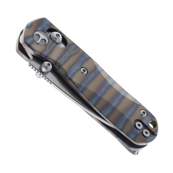 Bestechman Sprite Folding Knife Flamed Titanium Handle M390 Plain Edge Stonewash/Satin Finish BMK21C