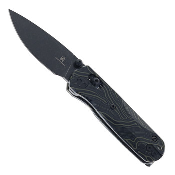 Bestechman Sprite Folding Knife Black/Green G10 Handle M390 Plain Edge Black Stonewash Finish BMK21F