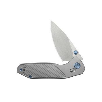 KB Aero Air Folding Knife Gray Titanium Handle M390 Drop Point Plain Edge Satin Finish KB488A