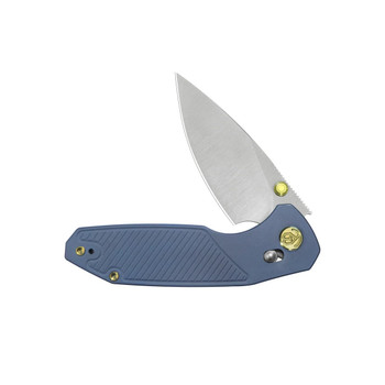 KB Aero Air Folding Knife Blue Ano Titanium Handle M390 Drop Point Plain Edge Satin Finish KB488B