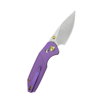 KB Aero Air Folding Knife Purple Titanium Handle M390 Drop Point Plain Edge Satin Finish KB488C