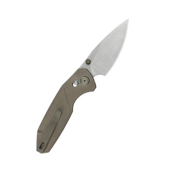 KB Aero Air Folding Knife Bronze Ano Titanium Handle M390 Drop Point Plain Edge Satin Finish KB488E