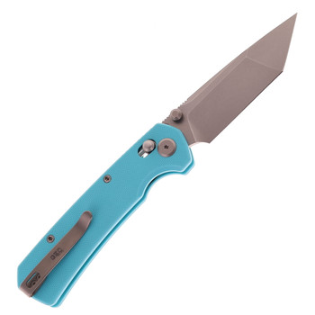 GEO Knife Blaze Folding Knife Blue G10 Handle M390 Tanto Point Plain Edge Stonewash Finish GEO2503E