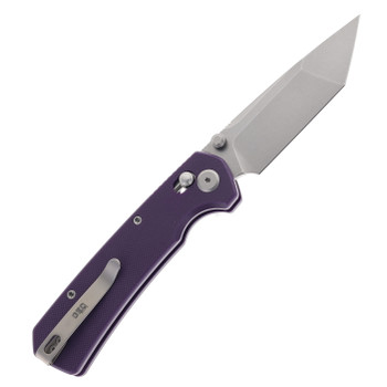 GEO Knife Blaze Folding Knife Purple G10 Handle M390 Tanto Point Plain Edge Stonewash Finish GEO2503F