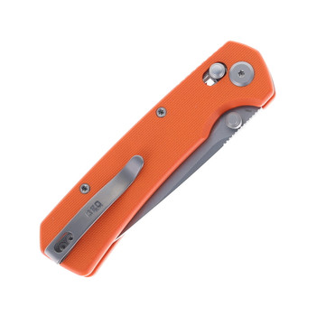 GEO Knife Blaze Folding Knife Orange G10 Handle M390 Tanto Point Plain Edge Stonewash Finish GEO2503G