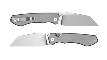 (Coming in June) Exclusive Kizer Wharning Folding Knife Textured Titanium Handle Satin Elmax Sheepsfoot Ki3738A1