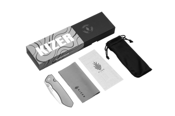 Exclusive Kizer Wharning Folding Knife Textured Titanium Handle Satin Elmax Sheepsfoot Ki3738E1