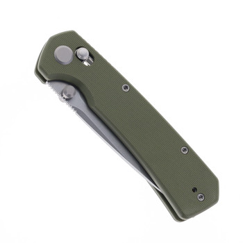 GEO Knife Blaze Folding Knife Green G10 Handle M390 Tanto Point Plain Edge Stonewash Finish GEO2503H