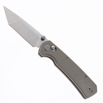 GEO Knife Blaze Folding Knife Khaki G10 Handle M390 Tanto Point Plain Edge Stonewash Finish GEO2503I