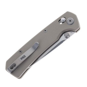 GEO Knife Blaze Folding Knife Khaki G10 Handle M390 Tanto Point Plain Edge Stonewash Finish GEO2503I