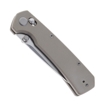 GEO Knife Blaze Folding Knife Khaki G10 Handle M390 Tanto Point Plain Edge Stonewash Finish GEO2503I